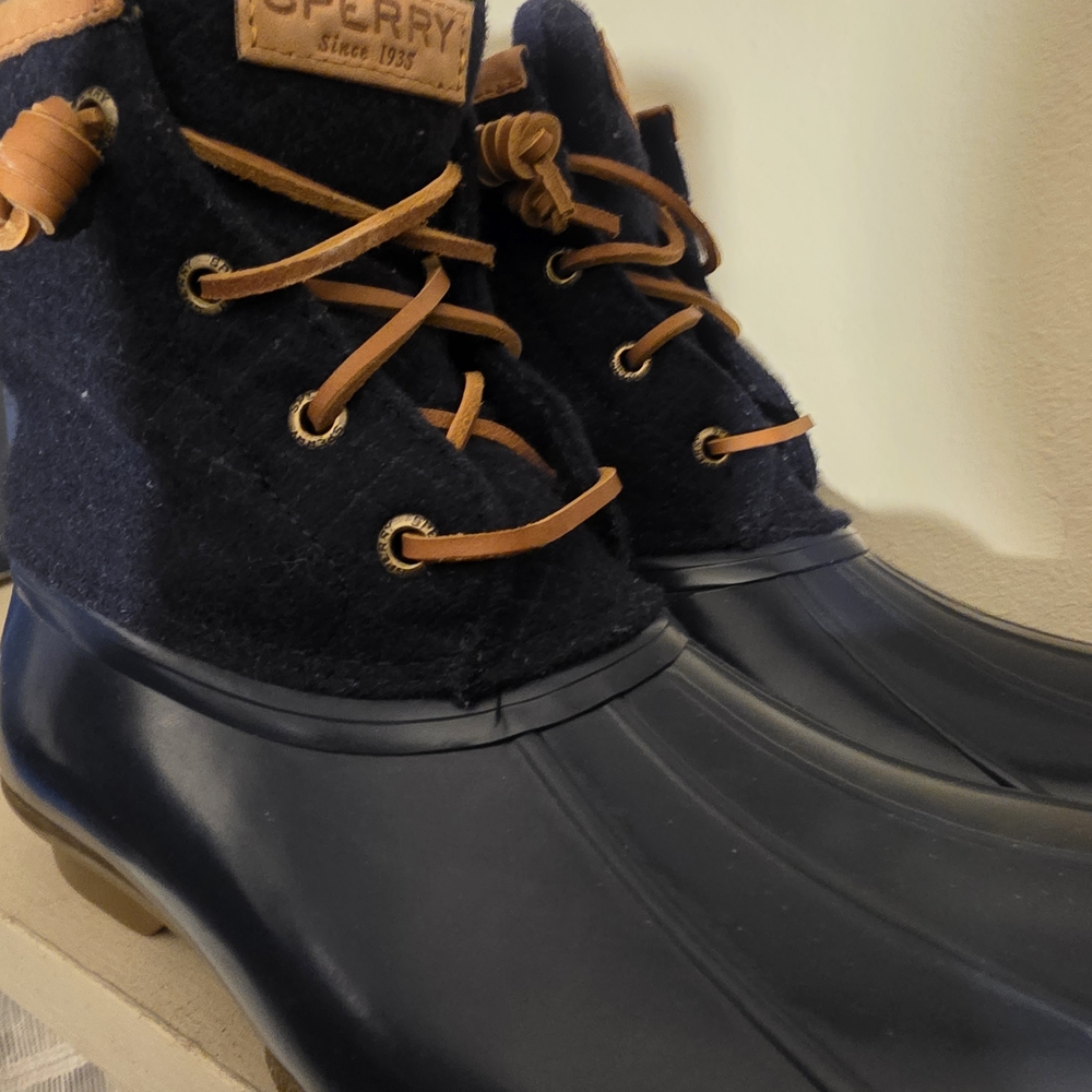 Sperry Blue and Tan Duck Boots